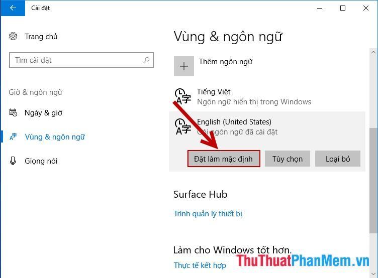 Nhấp đúp chuột vào tiếng Anh (Mỹ) 