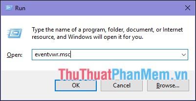 Mở hộp thoại Run rồi nhập lệnh “eventvwr.msc” rồi nhấn Enter