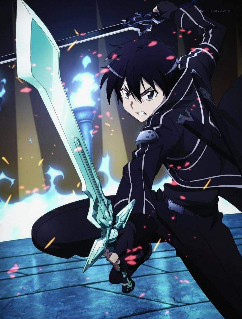 Hình ảnh Kirito chiến đấu bằng song kiếm