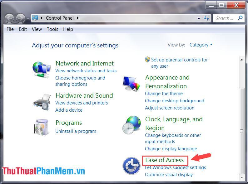 Nhấp vào Dễ truy cập