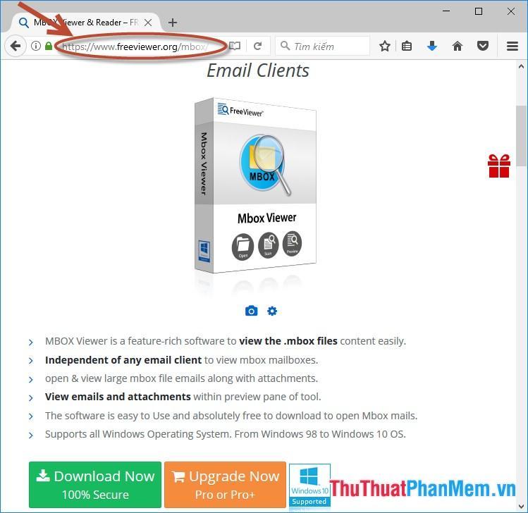 Truy cập liên kết: https://www.freeviewer.org/mbox/ để tải chương trình Mbox File