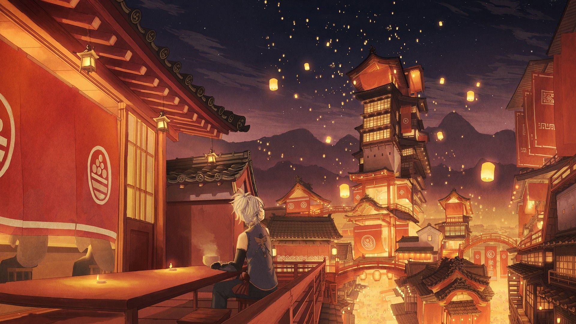 Phong cảnh thành phố Anime 4K tải xuống hình nền