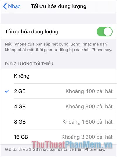 Tối ưu hóa dung lượng