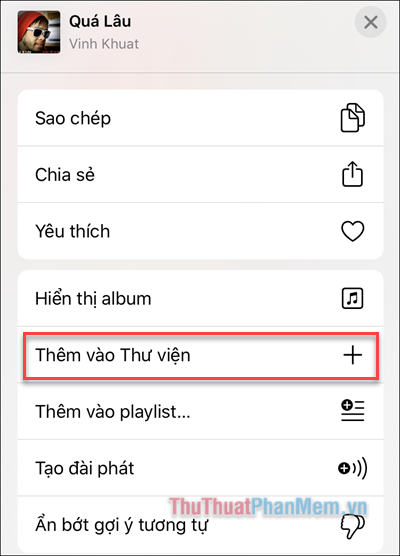 Chọn Thêm vào thư viện