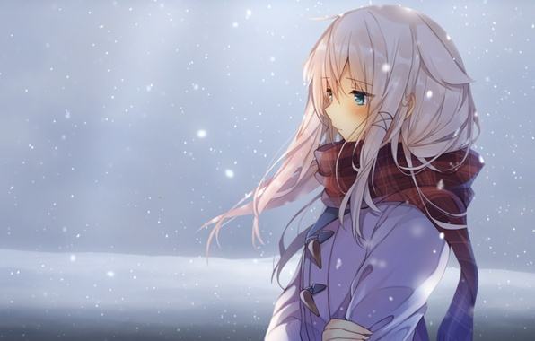 Hình ảnh anime girl tuyết rơi buồn
