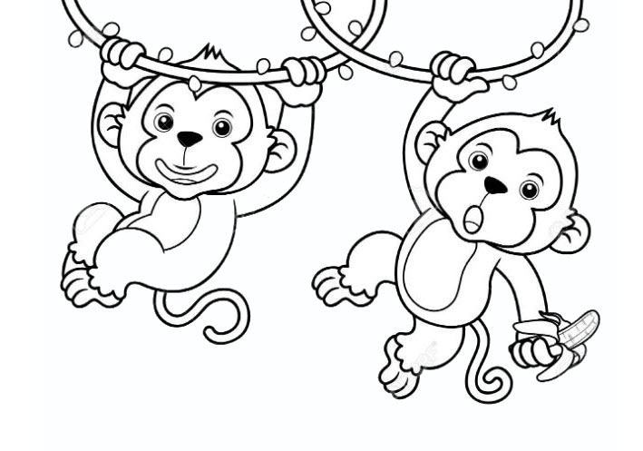 Tranh tô màu con khỉ đẹp cho bé 5 tuổi