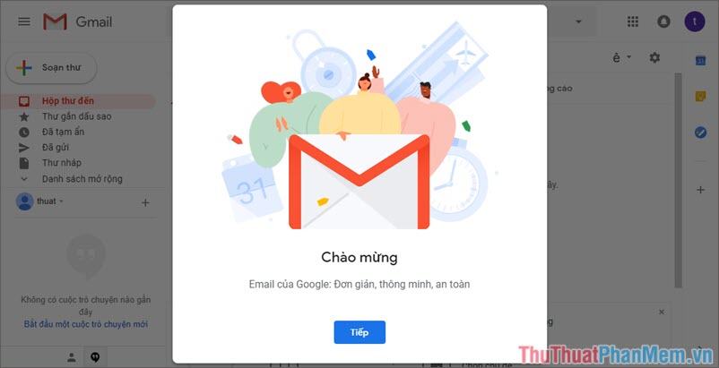 Tài khoản Gmail của bạn đã được tạo