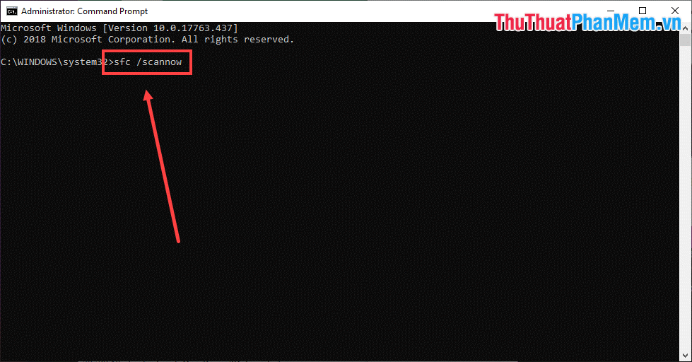 Nhập lệnh sfc scannow
