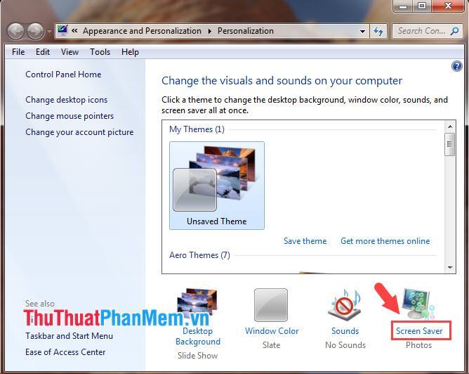 Bạn chọn phần Screen Saver