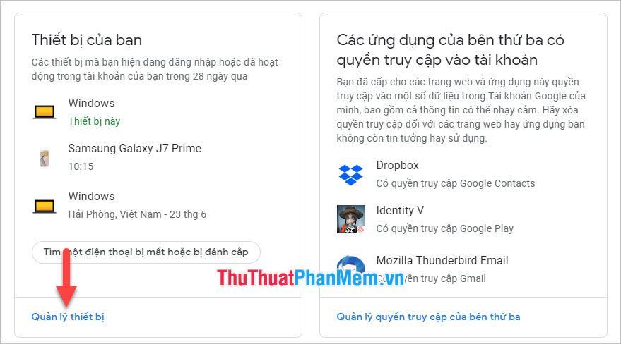 Chọn Trình quản lý thiết bị