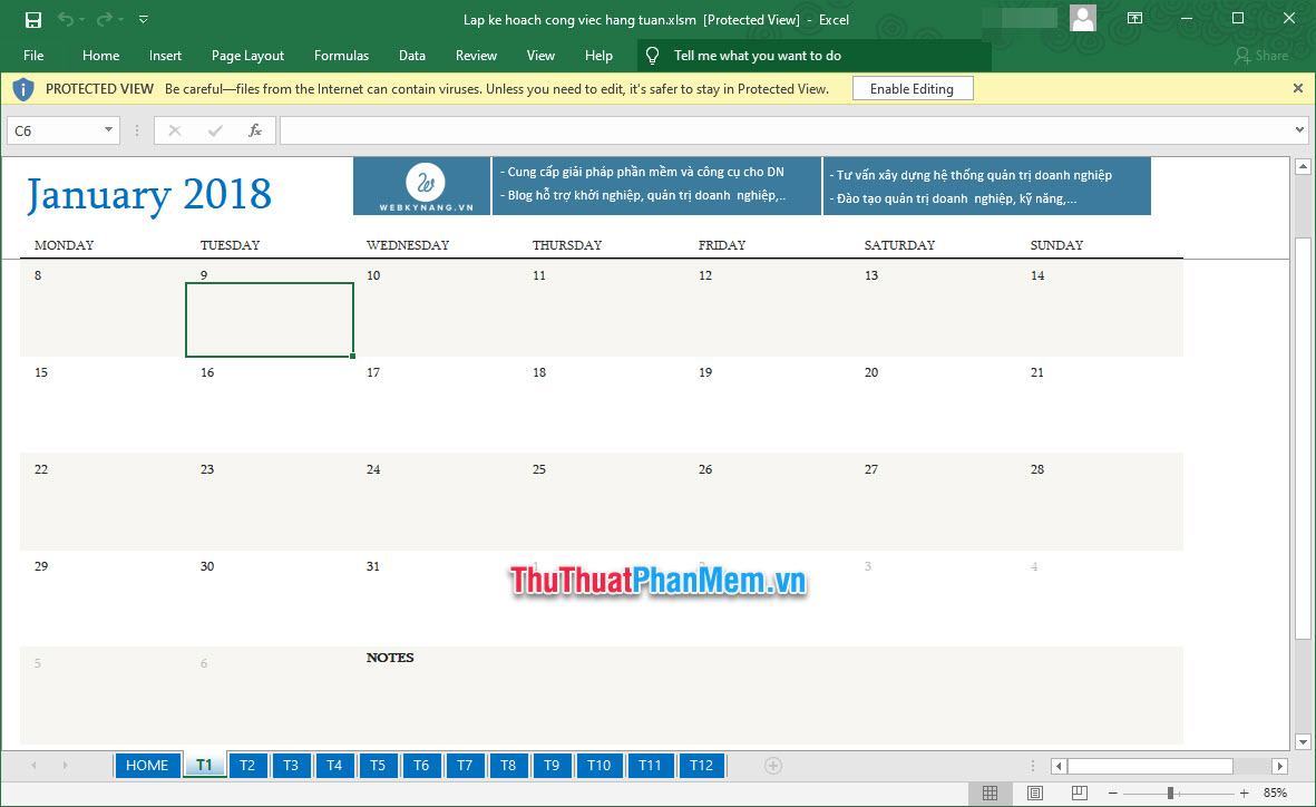 Mẫu kế hoạch làm việc Excel chuẩn 2