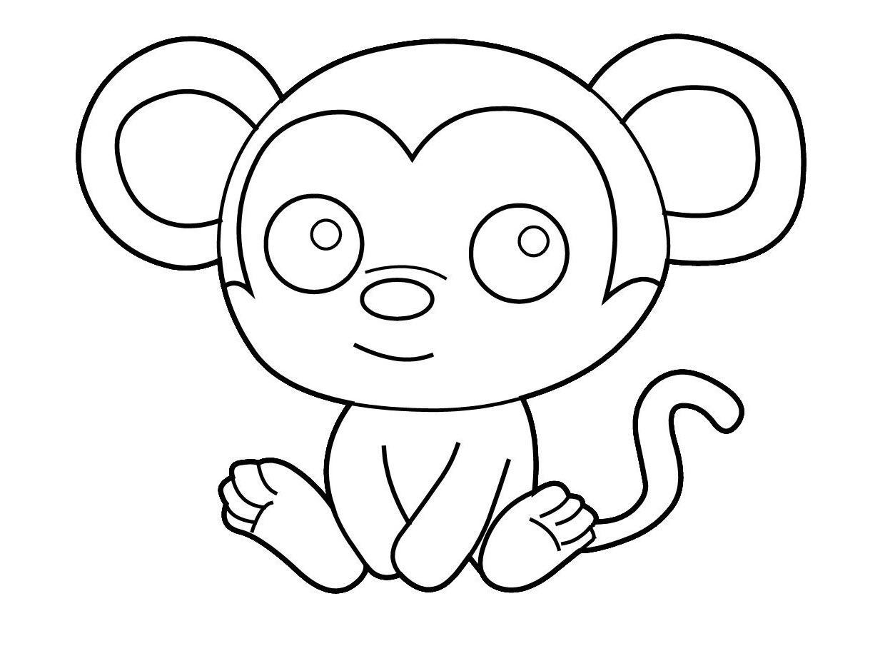Tranh tô màu con khỉ cho bé 3 tuổi