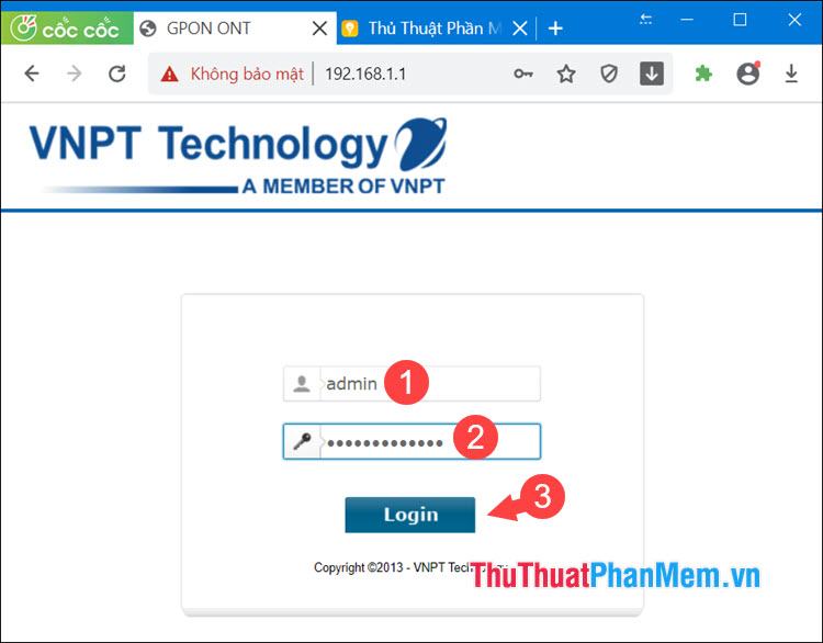 Nhập mật khẩu được cung cấp và chọn Đăng nhập