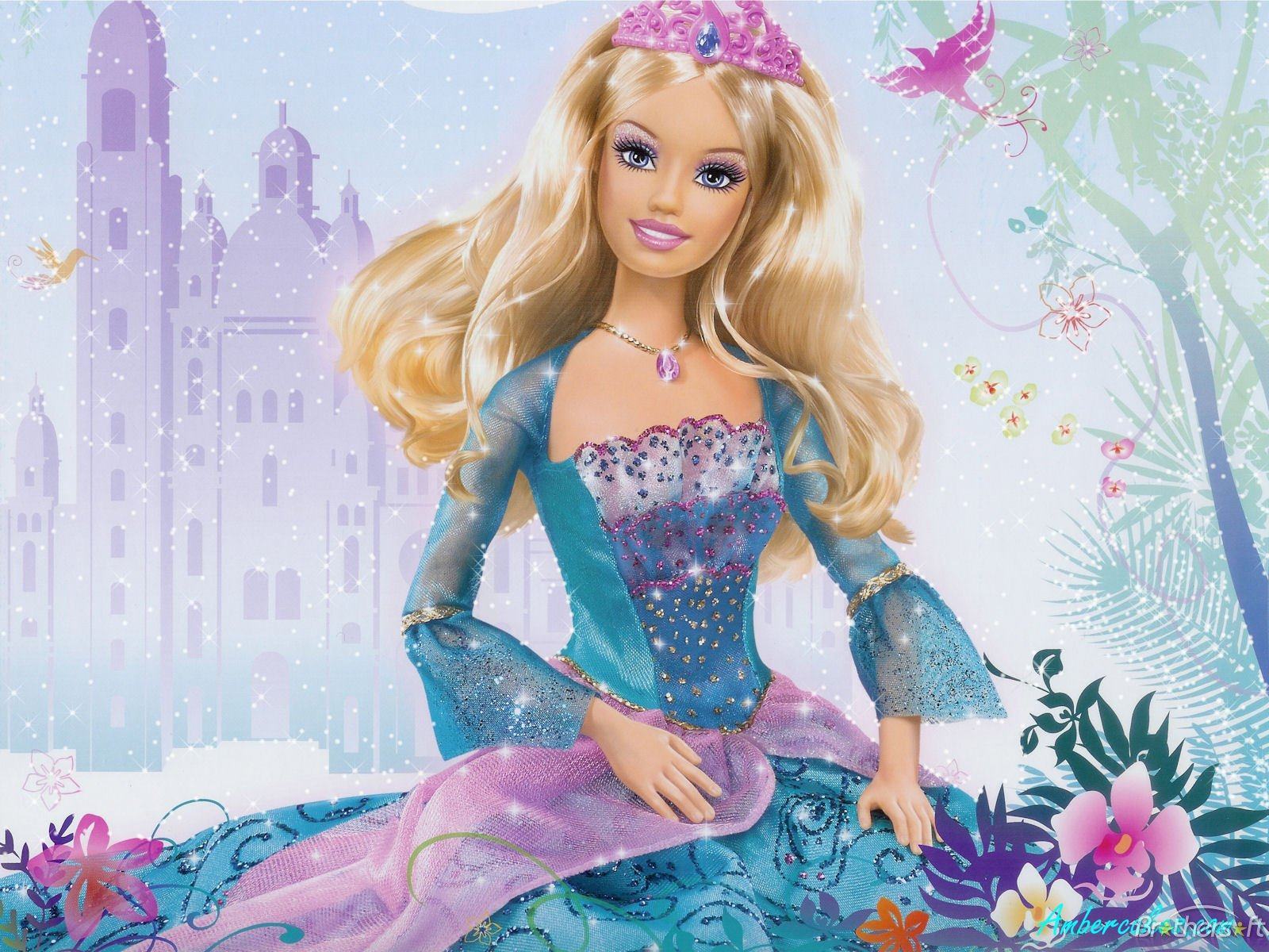 Búp bê Barbie trong chiếc váy xanh xinh đẹp