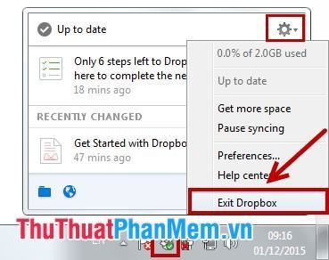 Thoát Dropbox