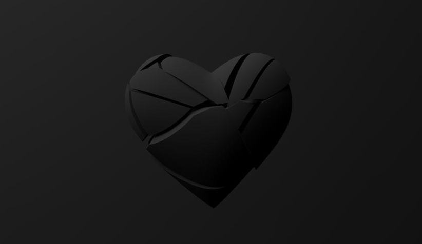 Hình ảnh trái tim 3D màu đen bị hỏng