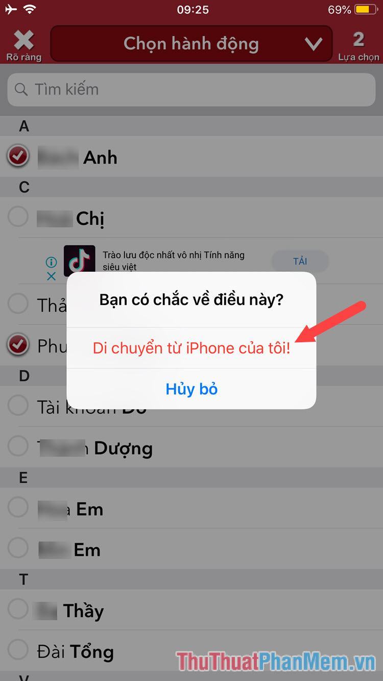 Nhấp vào Di chuyển từ iPhone của tôi để xác nhận xóa