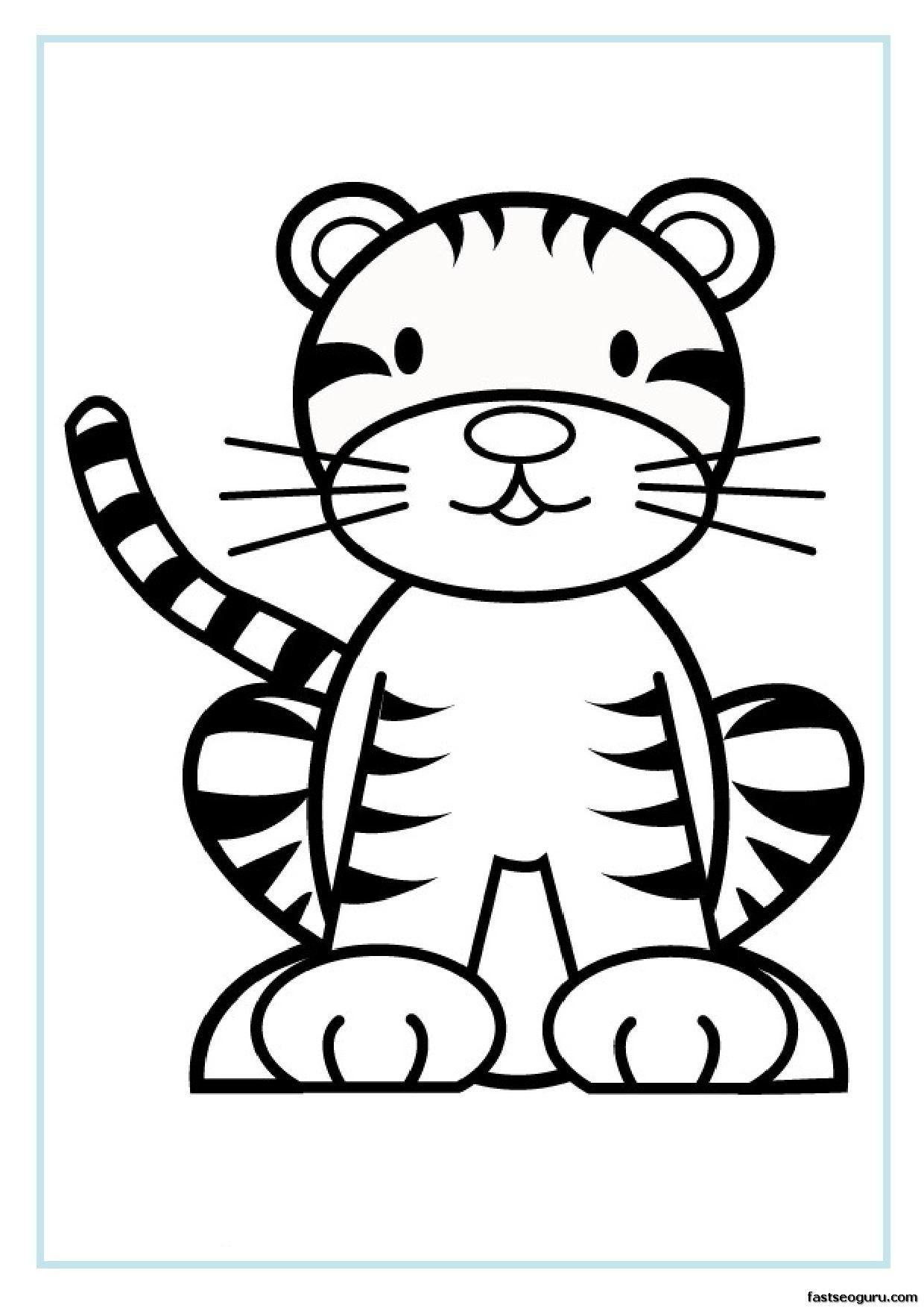 Tranh tô màu con hổ phong cách hoạt hình