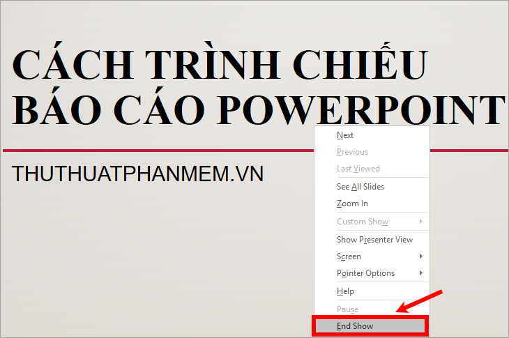 Kết thúc trình chiếu