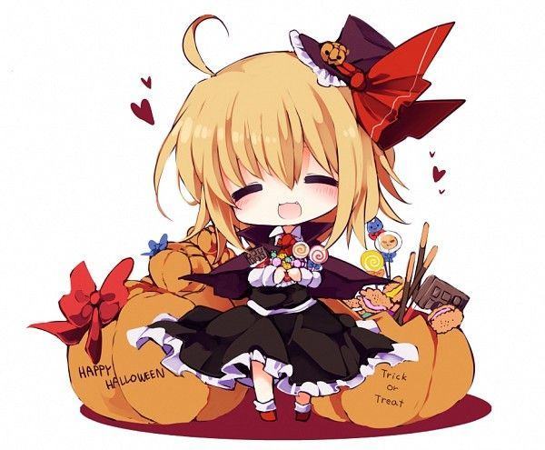 cô gái hoạt hình halloween chibi