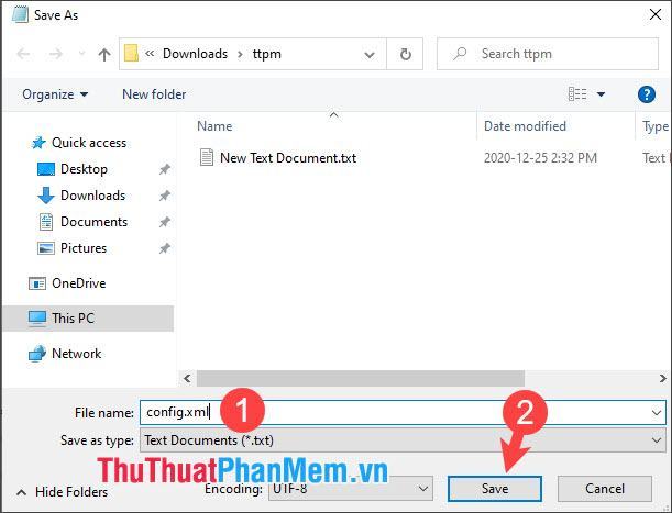 Bạn đặt tên cho file config.xml rồi chọn Save