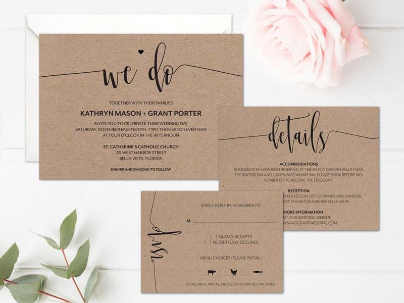 Beautiful simple wedding invitation templates