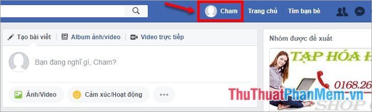 Nhấn vào tên Facebook của bạn để quay lại Hồ sơ của bạn