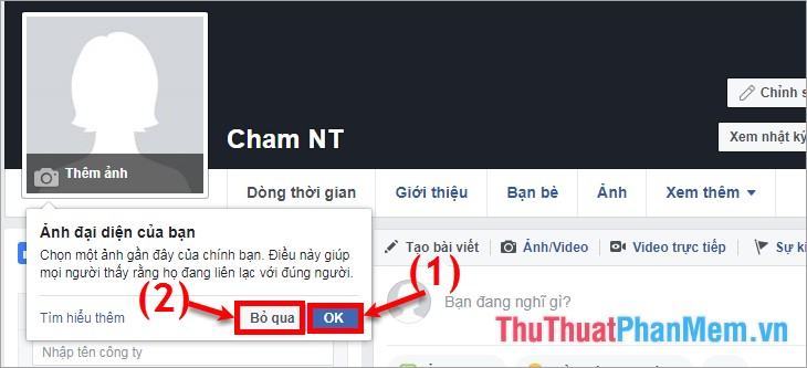 Chọn ảnh làm avatar, nhấn OK để tiếp tục