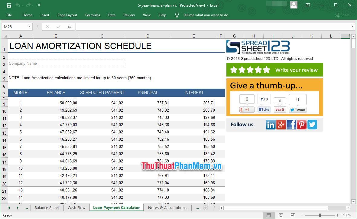 Demo kế hoạch kinh doanh Excel mẫu 4