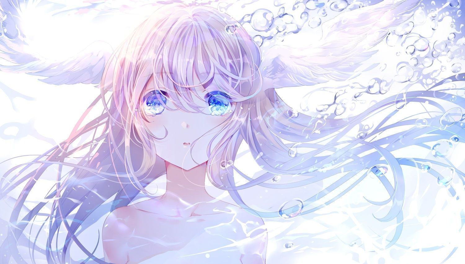 Hình nền anime cô gái dễ thương đang khóc