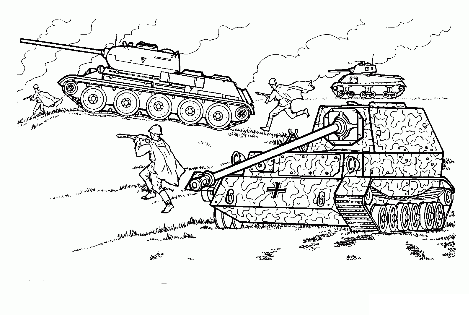 Tranh tô màu xe tăng trong trận chiến