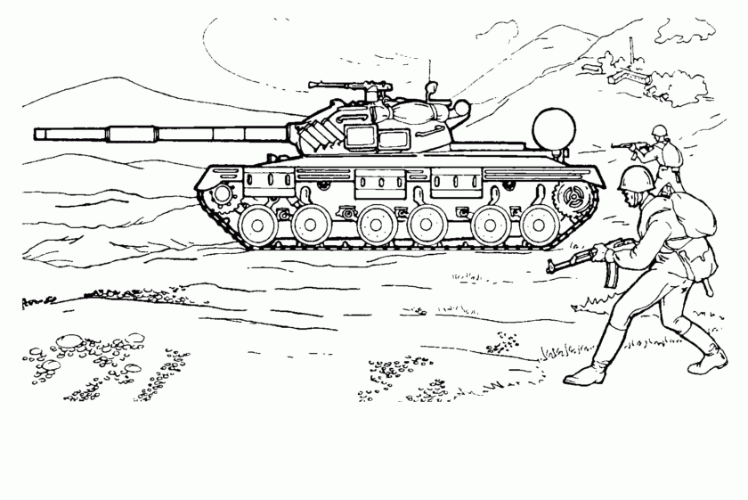 Tranh tô màu chú lính xe tăng