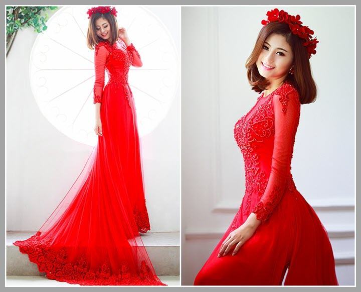 Váy cưới màu đỏ hiện đại rất đẹp