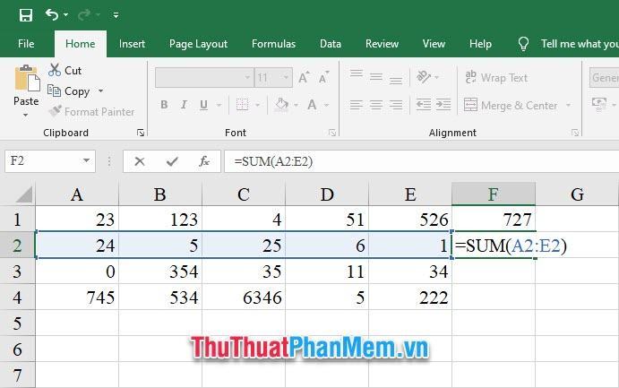 Sử dụng hàm SUM để tính tổng