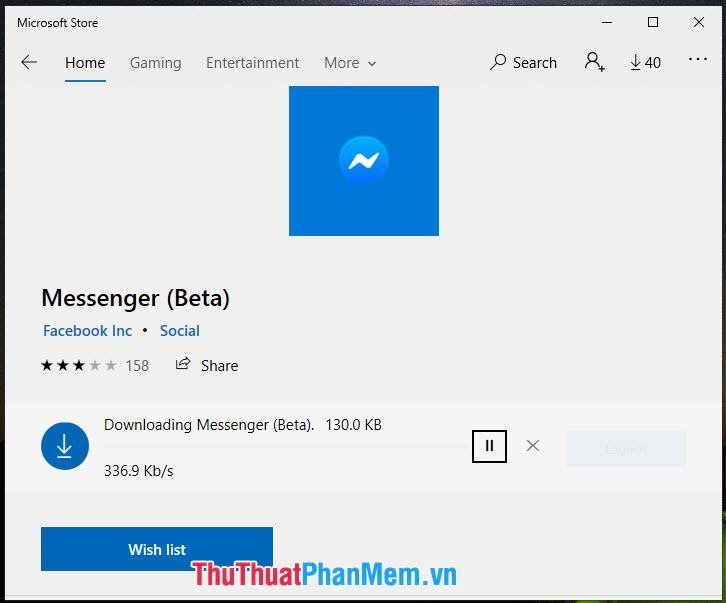 Chờ trong giây lát để Messenger tự động tải về