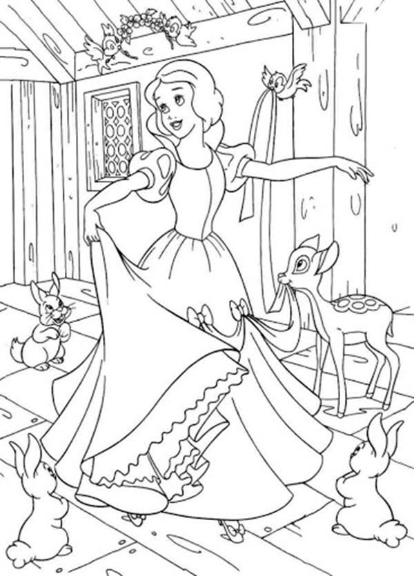 Tranh tô màu Công chúa bạch tuyết mặc váy mới