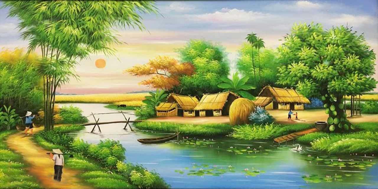 Tranh phong cảnh quê hương, đất nước đẹp - Trung Tâm Đào Tạo Việt Á