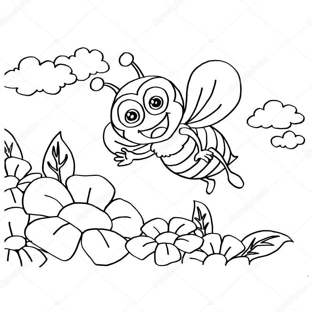 Tranh tô màu con ong đáng yêu