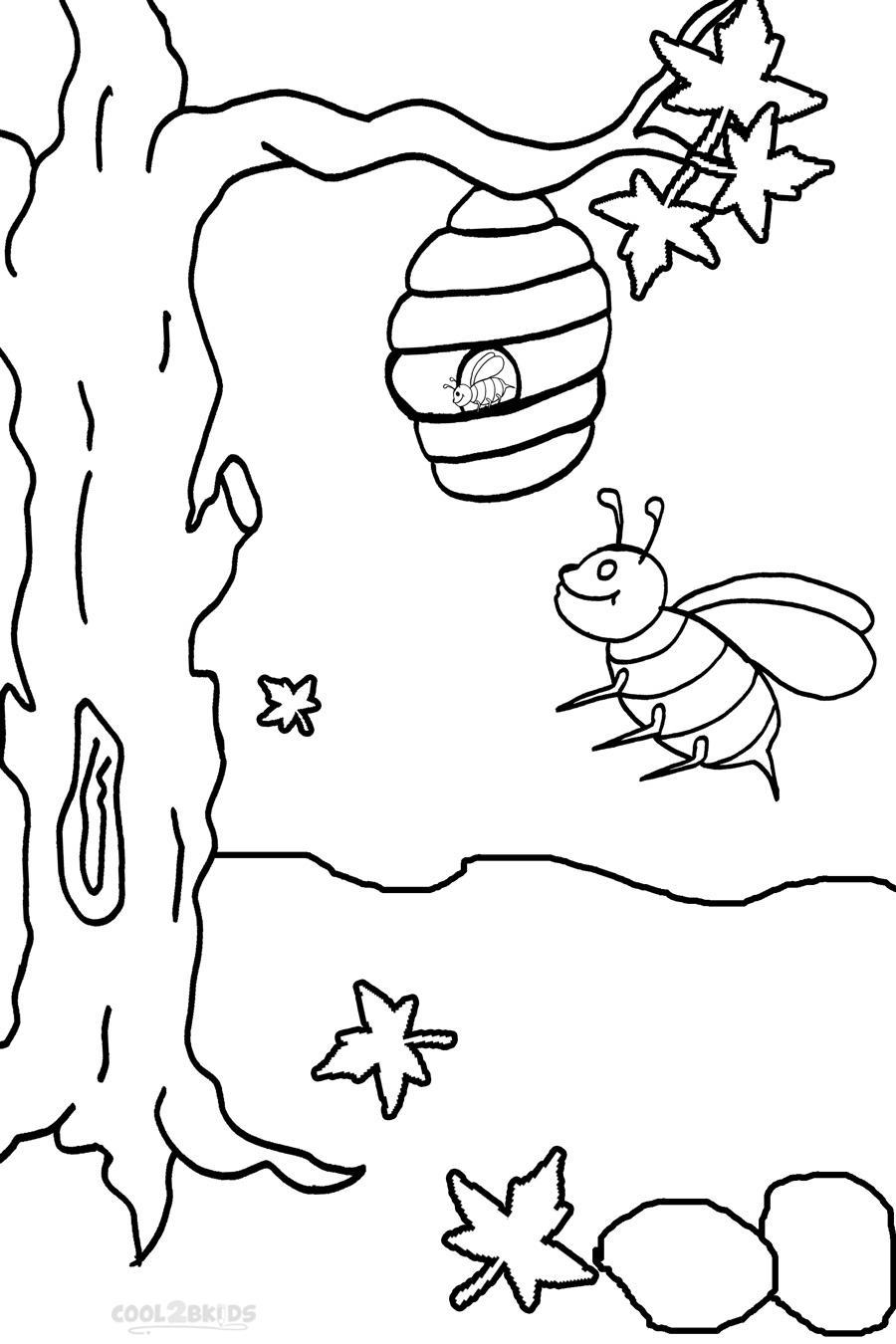 Tranh tô màu con ong và tổ ong