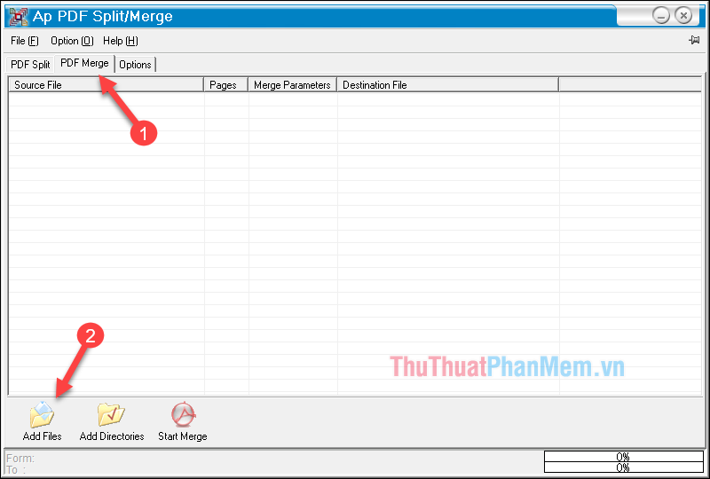 Chọn mục PDF Merge rồi chọn Add Files để chọn các file PDF cần ghép