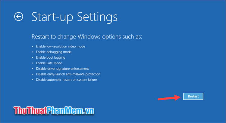 Sau đó chọn Khởi động lại