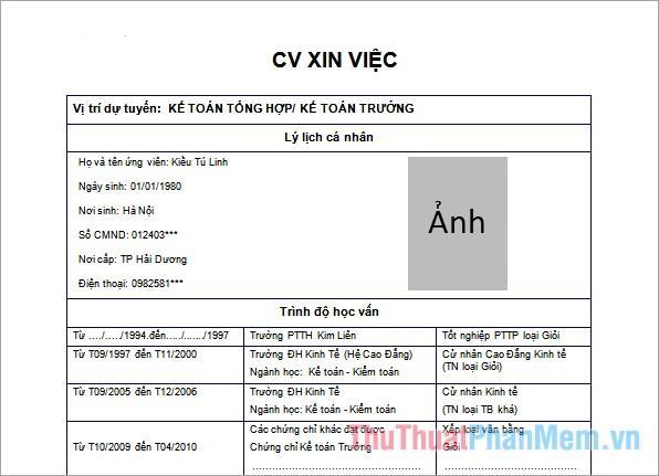 CV xin việc