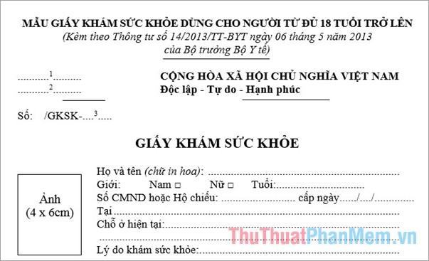 giấy khám sức khỏe