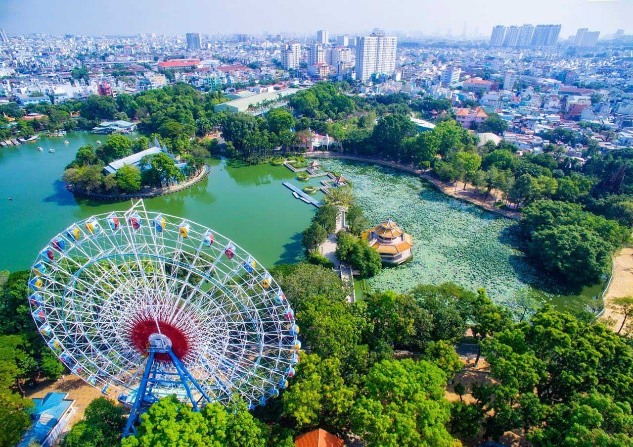 Ảnh đẹp công viên Đầm Sen - Sài Gòn nhìn từ trên cao