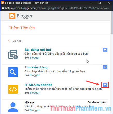 Chọn HTML/JavaScript