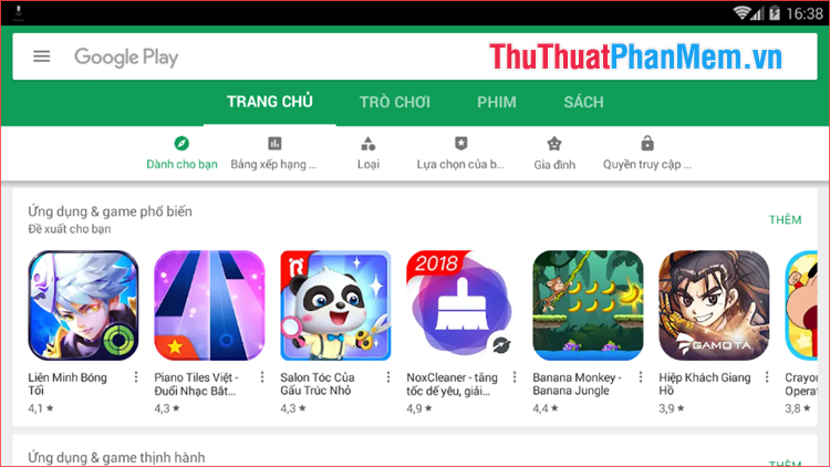 Sau khi đăng nhập, bạn có thể truy cập vào kho ứng dụng CH Play