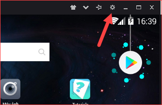 Để lắp RAM chọn Cài đặt Noxplayer ở góc trên màn hình
