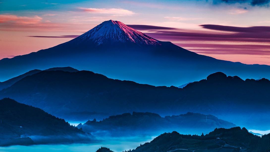 Hình ảnh núi Phú Sĩ lúc hoàng hôn