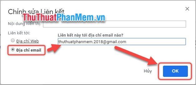 Tick ​​xuống Email Address, sau đó thêm địa chỉ email vào ô trống