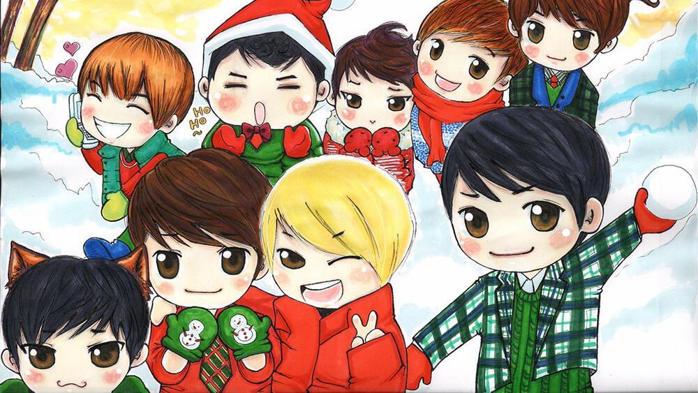 Ảnh chibi BTS đón giáng sinh cực đẹp